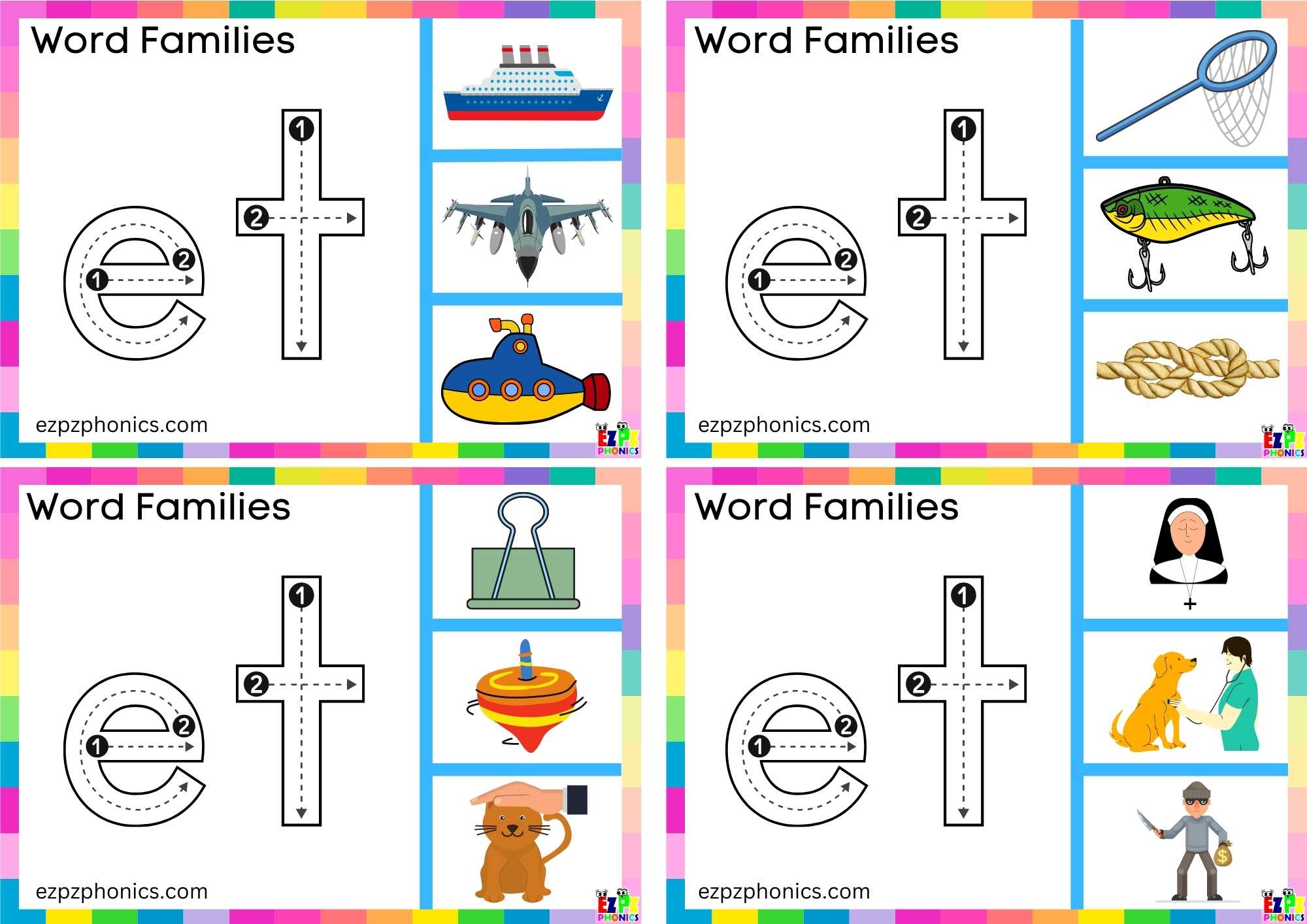 et Word Family Trace the letters and clip the image clip cards group 1